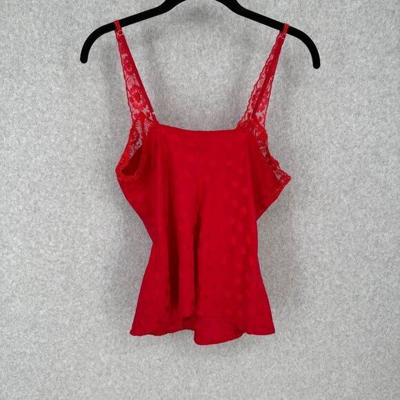 Silkscreen Womens VTG Silk Tank Top Cami Size M Red Hearts Lace Love Adjustable - Picture 4 of 11